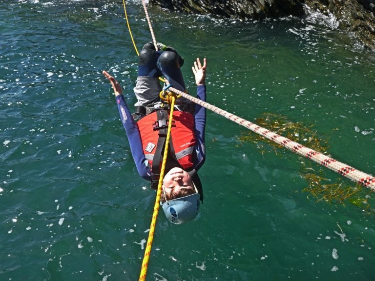 zip line across the sea in North Wales